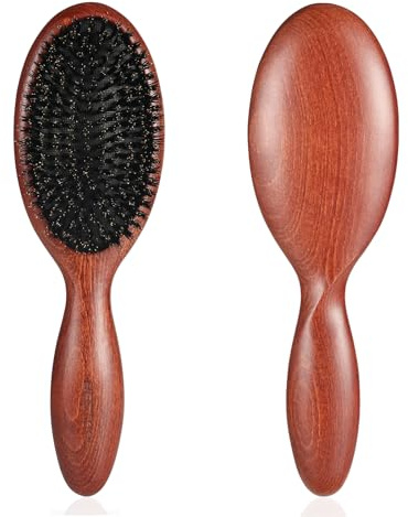 BESTOOL Hårborste med 100 % vildsvinspenst, naturborst borste för tunt, fint hår, styva borst, Sleek Bun borste hårborste, minskar hårbrott och frissigt
