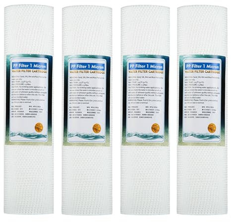 Cartuccia filtro sedimenti avvolta 10 x 2,5, confezione 4, filtrazione sedimenti tutta la casa, ricambio universale la maggior parte delle unità RO 10(1 micron)