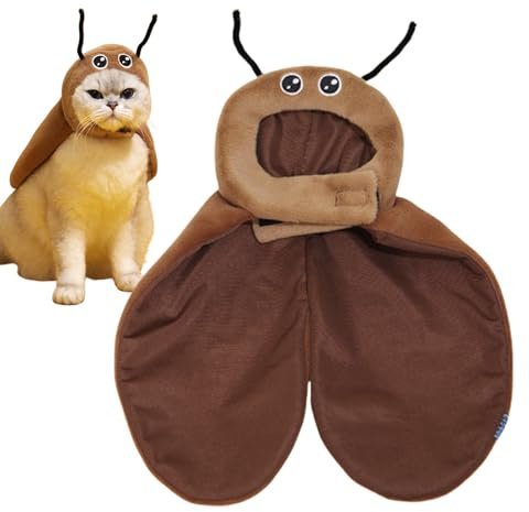GkgWuxf Hundmantel kostym, kattdräkt kappa med kackerlacksform, justerbar lätt husdjur cosplay tillbehör huvudbonad för födelsedagsfester jul