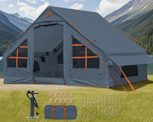 DanCoom Tente gonflable pour camping, tente de glamping pour 4 personnes, assemblage facile, tente dôme 4 saisons, tente de camping imperméable et coupe-vent pour les familles, camping