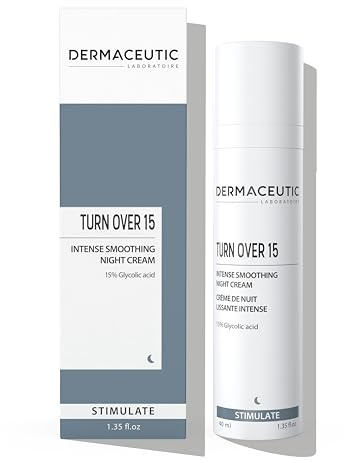Dermaceutic Turnover 15 - Crema rejuvenecedora nocturna - Tratamiento Facial antienvejecimiento con 15% ácido glicólico - Crema facial exfoliante, regeneradora y antiarrugas - 40 ml