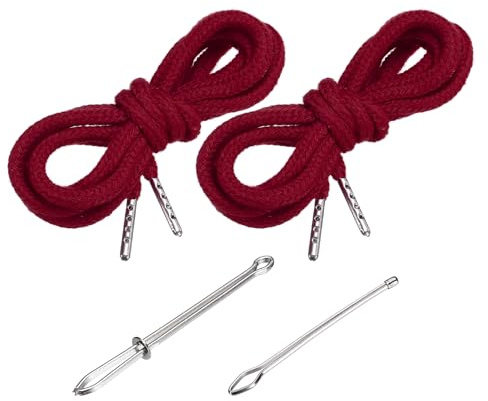 PATIKIL Drawstring Cords 130cm / 51 Inch, 2pcs Replacement Draw Strings with 2pcs Easy Threaders for Shorts Pants Jackets Coats Sweatpants Hoodie, Claret