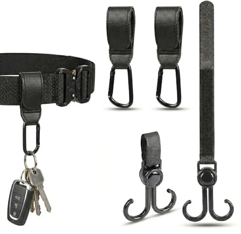 THQAE 4 Pcs crochet poussette, Crochet Poussette, Ajustement Universel Clips pour Poussette, Accessoire Poussette, Pinces a Crochet de Pram pour Sac à Langer, Poussette, Courses, Sac à dos