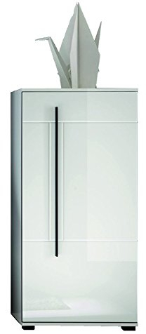 Dreams4Home Schrank 'Foma II' - Stauraumelement, Schrank, 1 Tür, 2 Konstruktionsböden, Wohnzimmer, Esszimmer, B/H/T: ca. 60 x 126 x 37 cm, Korpus in Weiß Melamin NB, Front Weiß MDF Hochglanz