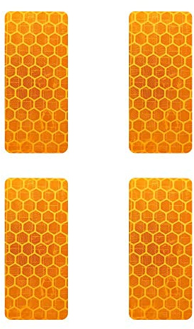 4R Quattroerre.it 5555 Adesivi Rifrangenti Rettangoli Diamond Flat, Arancione, Set di 4