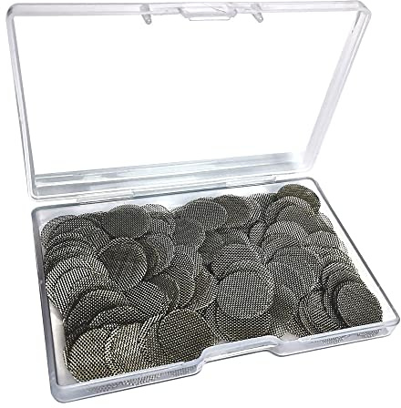 Gebildet 150pcs Stainless Steel Pipe Filters, 20mm/0.79 Inch Smoking Screens Pipe, Silver Mesh Screens Gauzes Filter with Storage Box