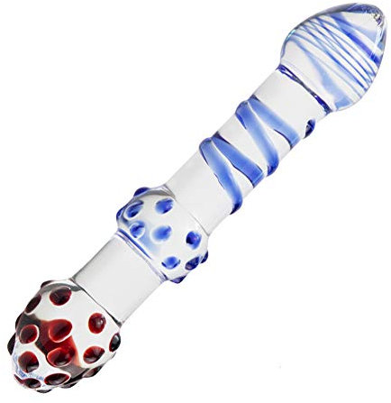 Roluck Dildo Anale di Vetro Doppio Dildo di Cristallo Pene Butt Plug con Protuberanze per G-Spot P-Spot Stimolazione Giocattoli Del Sesso Anale per Uomini Donne