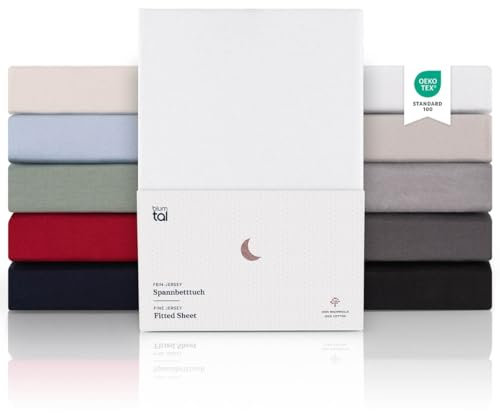 Blumtal® Premium Spannbettlaken 90x200cm Jersey - Oeko-TEX zertifiziertes Bettlaken 90x200cm Baumwolle 100% - Spannbettlaken für Boxspringbetten - Laken 90x200-90x200 Spannbettlaken - Weiß