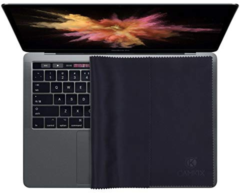 Camkix Set Panno di Pulizia e Copertura in Microfibra - Compatibile con Apple MacBook Pro (15-16”) - 4x Panno per Rivestimento Tastiera, Panno Doppio Lato e Libretto di Fazzoletti Pulenti per Lenti