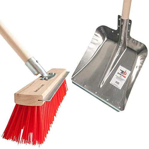 Set aus praktischem Straßenbesen 40cm breit und Hallenser Schaufel mit Stiel - Optimal für alle Einsatzzwecke von SHW-FIRE