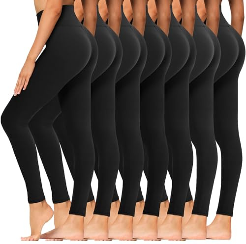 Syrinx 7 Pack Leggings for Women - High Waisted Tummy Control Soft Yoga Pants for Workout Running