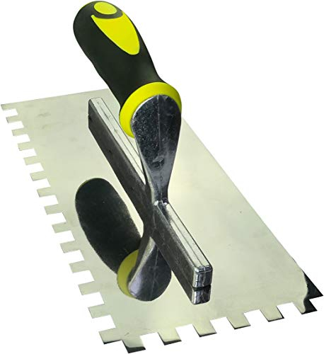 AERZETIX - C45918 - Lisseuse/Taloche à Dents 10x10mm - Lisseuse Crantée pour Carrelage - Spatule à Dents - Outillage à Main pour la Construction - Maçonnerie/Maçon/Enduit - Poignée Bi-Matière - Acier