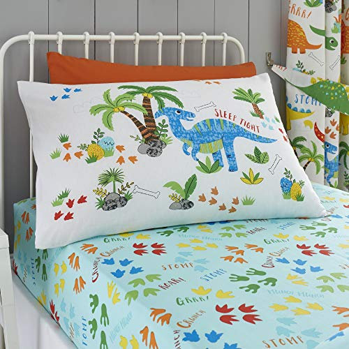 Happy Linen Company Girls Boys Kids Cute Dinky Dinosaurs Toddler Cot Bed Fitted Sheet