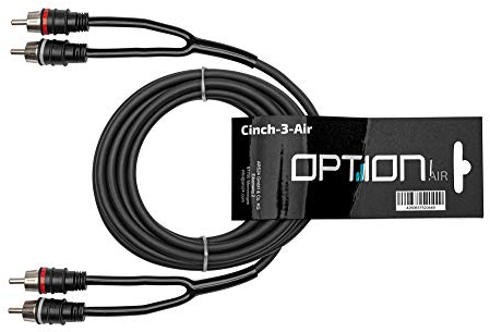 OPTION Air Cinchkabel (2-Kanal) mit 3 Meter Länge - Ideal für Auto-Verstärker & HiFi-Receiver - Cinch zu Cinch RCA Koaxialkabel
