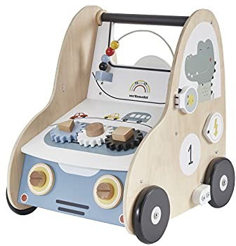 VERTBAUDET SIMON Laufwagen mit Bremsen aus Holz, mehrfarbig