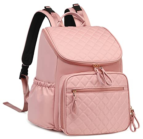 LORADI Baby Wickeltasche Großer Wickelrucksack mit Multifunktions-Babytaschen Passform für Kinderwage (Rosa)