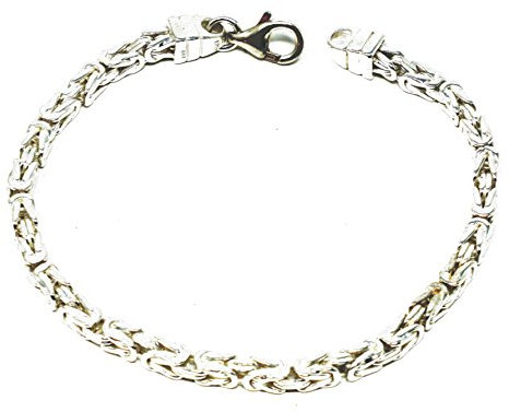 Original italiensk byzantiner kungligt armband 925 silver 4 mm brett valbar silverarmband armband kvinnor män smycken från fabriken tendenze Italien, 18 centimeters, Silver