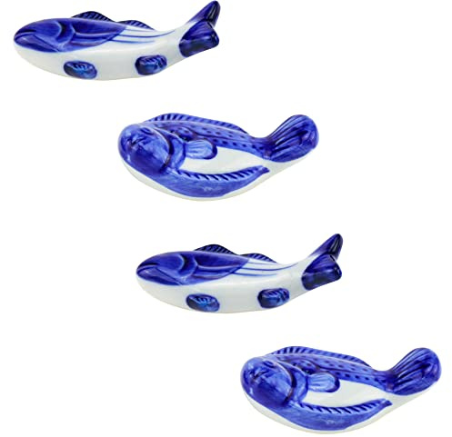 HEVSTIL Set of Four Japanese Fish Chopstick Rests Creative Animal Chopstick Rest Spoon Fork Knife Rack Table Decors Fish Chopstick Rest Chopstick Stand Rest
