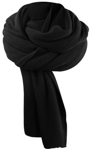 Bezavea Winter Scarf for Women, 200 x 60 cm Long Warm Soft Acrylic Scarves Unisex, Ladies Scarves and Shawl Thermal and Breathable for Outdoor (Black)