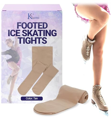 Kami-So Over the Boot Figure Skating Tights | Ice Skate Leggings For Women | Plush Warm Apparel For Training, Competition, Practice and Performance Wear | Breathable Secure Fit | Light Tan Size 11-14
