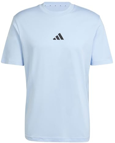 Adidas Herren Essentials SMALL Logo Single Jersey Tee, Glow Blue/Black, L