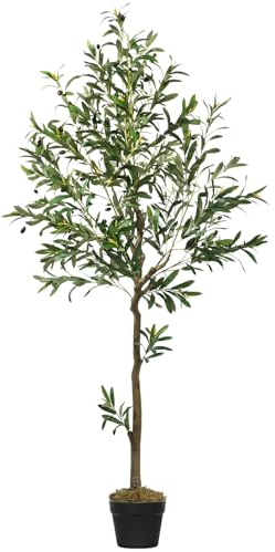 Vitalismo Olivenbaum Künstlich Kunstpflanze groß künstliche Pflanzen Kunstbaum Olivenbaumpflanze im Topf Morderne Deko für Zuhause, Wohnzimmer, Schlafzimmer, Balkon, Büro