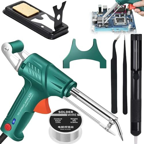 Multi-Function Soldering Iron Soldering Gun Set, External Heating Soldering Gun, Frenzysell Electric Soldering Gun Kit, Auto Send Tin Soldering Gun for Home Soldering Repairs DIY. (5-Piece Set)