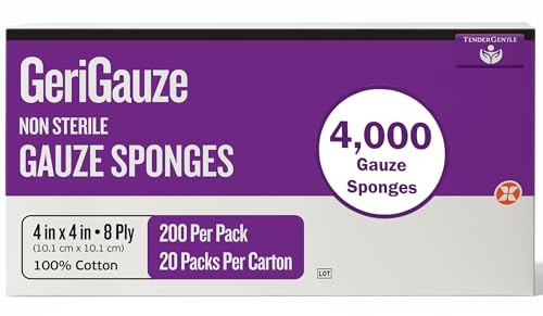 4x4 Gauze Pads 100% Cotton - Case of 4000 Non Sterile Gauze Pads for Medical Facilities, Wound Care, and First Aid - Woven 8 Ply