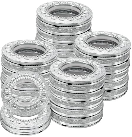 sourcing map 32 occhielli per tende, 42 mm, con motivo identificativo, per tende da finestra, anelli scorrevoli a basso rumore, anelli per tende romane, per asta per tende domestiche, argento