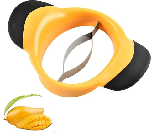 Taglia Mango,Affettatrice per Mango Leva Torsolo in Acciaio Inox Affetta & Rimuove il Nocciolo per Frutta Ananas,Pesca e Mele Utensile da Cucina 20x13,3x4,5 cm