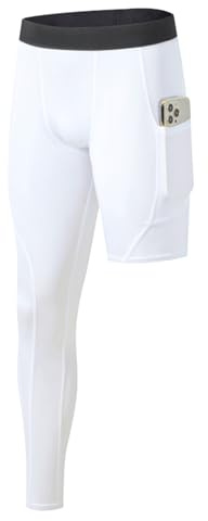 Towintec Pantaloni da Compressione a Gamba Singola da Uomo con Tasche | Sportivi,Calzamaglia da Corsa,Basket Traspirante,Asciugatura Rapida,Leggings da Allenamento,Fitness,Pantaloni a Gamba Singola