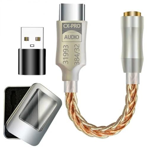 Goufride CX31993 HiFi Type C vers 3.5mm Amplificateur de Casque Audio Décodeur avec Adaptateur USB en Métal B