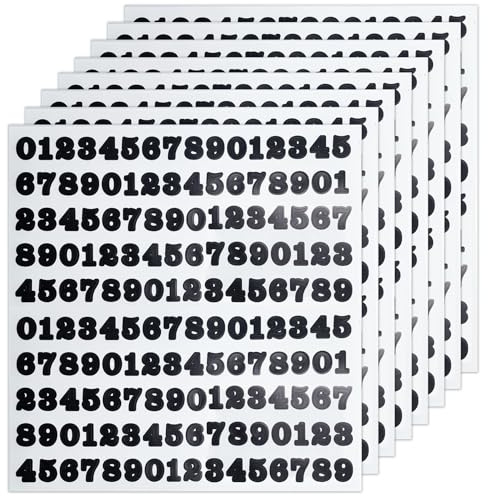 SHUNYINLAI 1/2 Inch Self Adhesive Vinyl Number Stickers, Waterproof Number Stickers for Organizing, Sorting Lockers, Signs, Notes, Storage, and More, 8 Sheets Black