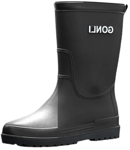 Bottes de pluie pieds nus en caoutchouc pour homme - Antidérapantes - Extra larges - Faciles à nettoyer - Pour le jardinage, l'agriculture, la pêche, la promenade avec le chien, Noir , 39 EU