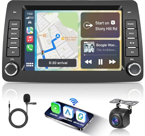 Motorsi 2GB+64GB Carplay Autoradio per Fiat Panda 169 (2002-2012), 5G-WiFi Android Auto Bluetooth Car Stereo con GPS Navigation EQ FM/RDS Radio SWC USB Mirror Link Canbus + Telecamera Posteriore