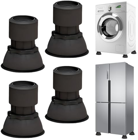 Tapis anti-vibrations réglables, Lot de 4 pieds anti-vibrations pour machine à laver, Amortisseurs lave linge, tapis en caoutchouc réglable, pour Machine à Laver, Sèche-linge
