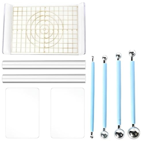 LNSYSNS 9 Pezzi Strumenti di Argilla Polimerica Acrilica, Inclusa 2 Bacchetta di Argilla, 3 Lastra Acrilica, 4 Penna Modellante, Accessori per Argilla Polimerica, per Modellare e Scolpire L'argilla
