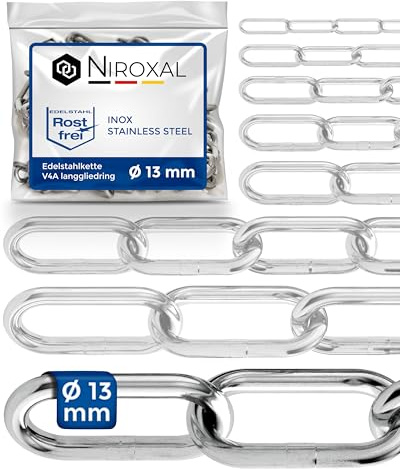 Rostfri Kedja A4 Långlänkad DIN 763 / DIN 5685 – 13 mm x 4m – 1 st – För tunga upphängningar och krävande användning