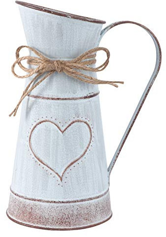 HEMOTON Vase à Fleurs Vintage en Forme de cœur - en métal - Style Maison de Campagne - Décoration Shabby Chic - Pot à Lait français - Pichet en Fer - pour Balcon, Bureau, Salon, Table