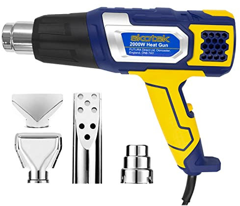 Skotek Heat Gun 2000W, Hot Air Gun Variable Temperature Control 80°C - 600°C, Heat Guns with 2 Temperature Modes, Ideal Heat Gun for Paint Stripping, Shrinking PVC, Crafts & More
