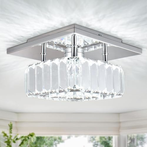 Kristall Deckenleuchte Kronleuchter Pendelleuchte Luxuri?s Kristall Lampe Flur Deckenlampe Flur Schlafzimmerlampe Lampe Wohnzimmer mit Helle Lichter für Schlafzimmer Flur Proch (Quadratisch-cool)
