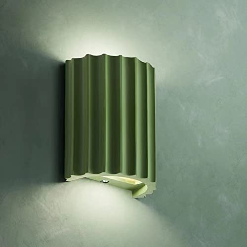 SEEAIRSHOP Contemporary Mini Wall Light Minimalist Half-Cylinder Desgin Green Wall Mounted Lamp Resin Plaster Wall Sconce for Living Room Bed Room Stairway Hallway