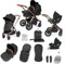 Ickle Bubba Stomp Luxe 12pc Travel System with i-Size Cirrus Car Seat & ISOFIX Base – All-Terrain Pram, Reversible Seat, Carrycot, UPF 50+ Hood, Rain Cover & Accessories (Bronze/Midnight/Tan)
