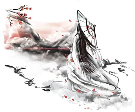 TAORANJU Calcomanías de Pared Adhesivo Pared Decorativo, Estilo Chino, Decoración de Pared de Belleza junto al Lago, Calcomanías de Vinilo Extraíbles para Dormitorio, Sala de Estar, Sofá, Fondo de TV