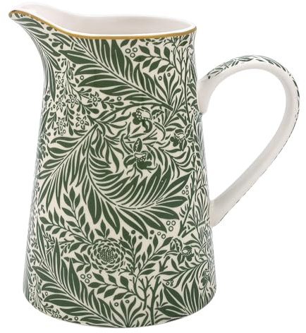 The Leonardo Collection William Morris Larkspur Pichet pour cuisine et maison | Carafe en céramique ou en verre pour usage multiple | Beau vase à crème ou à lait pour un usage quotidien | Peut