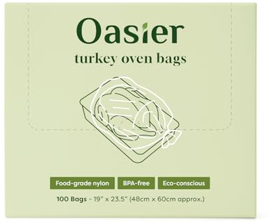 Oasier Truthahn-Ofenbeutel, groß, BPA-frei, Nylon, für schnelle Reinigung, Mehrzweck-Backbeutel, 48,3 x 59,7 cm, 100 Stück
