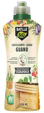 BATLLE BIO Fertilizante de guano, Para plantas de interior y terraza, Líquido, Orgánico y natural, 1250 ml