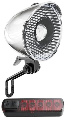 New 350Lumen High Brightness Headlights Front/Rear Bicycle Light Assembly (1 Headlight, 1 Taillight) Retro Bicycle Headlights Classic Retro Night Cycling Safety Bicycle