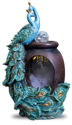 Porche Fontaine d'eau d'intérieur, Sons relaxants for soulager Le Stress, Fontaine Cascade de Paon for la décoration du Bureau et Maison Jardin(Petit)