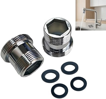 2 stycken kranadaptrar M18 till M22, adapter med tätningar, dubbel gängadapter för yttre gänga för kök, badrum och tvättmaskin, vattenkran fäste strålregulator M18